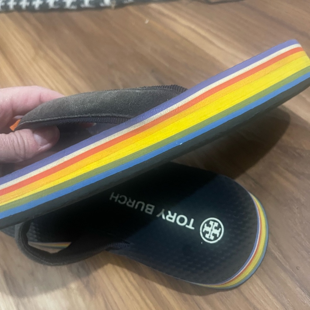 GUC Tory Burch Rainbow sole flip flops